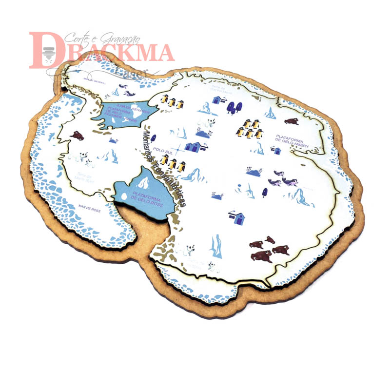 Kit Quebra-cabeça Mapa África, Oceania, Brasil, América do Sul e Norte, Central Ístmico e Insular, Europa, Ásia, EUA e Antártida - Imagem 11