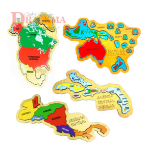 Kit Quebra-cabeça Mapa América do Norte, Oceania, América Central Ístmico e Insular