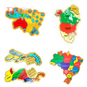 Quebra-Cabeça Mapa Oceania, América do Norte, Central Ístmico, Insular e Brasil